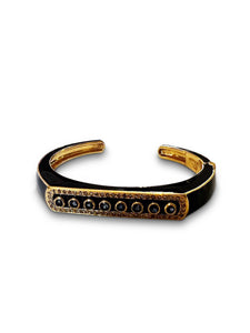 Black Enamel Cuff with Sapphires and Pave Diamond