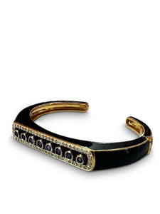 Black Enamel Cuff with Sapphires and Pave Diamond