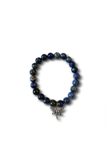 Lapis 8mm with Pave Diamond Dragonfly