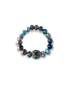 Imperial Jasper with Emerald and Pave Diamond Bead