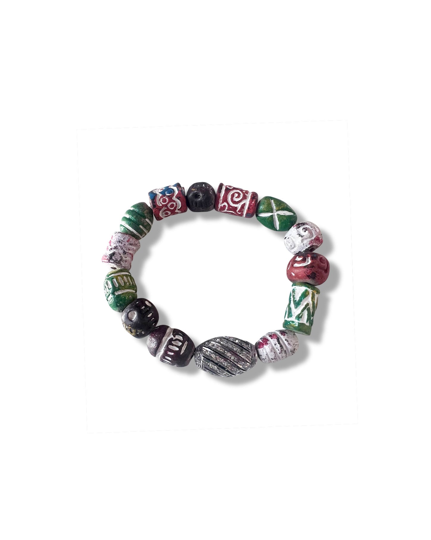 African Beads With Pave Diamond Bead