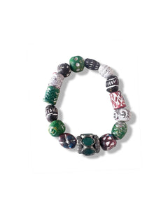 African Beads With Emerald and Pave Diamond Bead