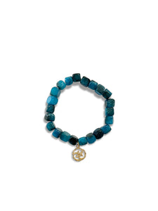 Apatite Cubes with Pave Diamond Gold Charm