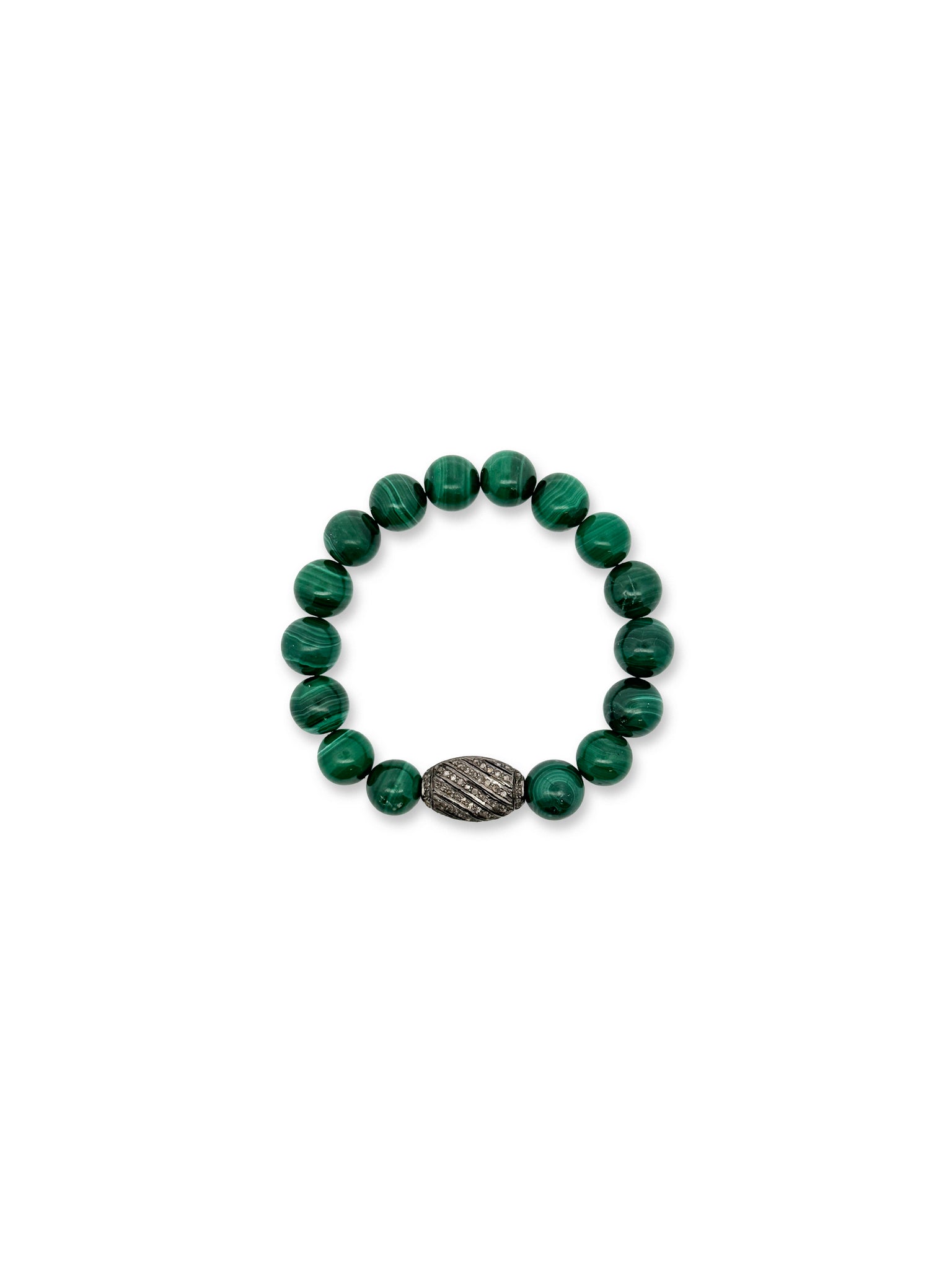Malachite 10mm with Pave Diamond Bead