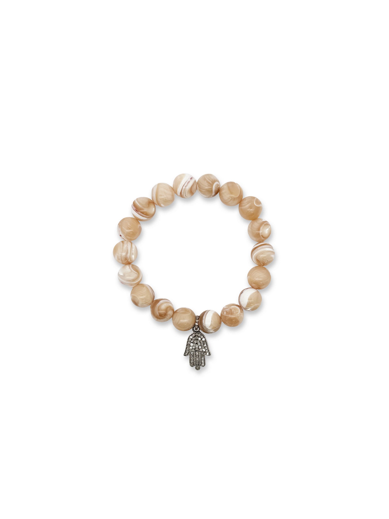 Shell Beads with Diamond Hamsa