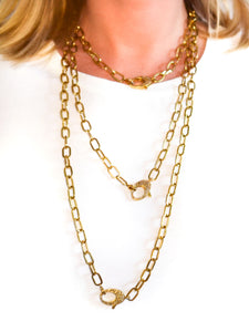 Brass Paperclip Chain with Pave Diamond Clip and Bale