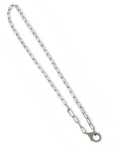 Sterling Silver Double Clip Chain with Pave Diamond Clip and Bale