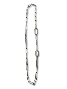 Pave Diamond Double Clip in Sterling Silverwith Pave Diamond Links Between