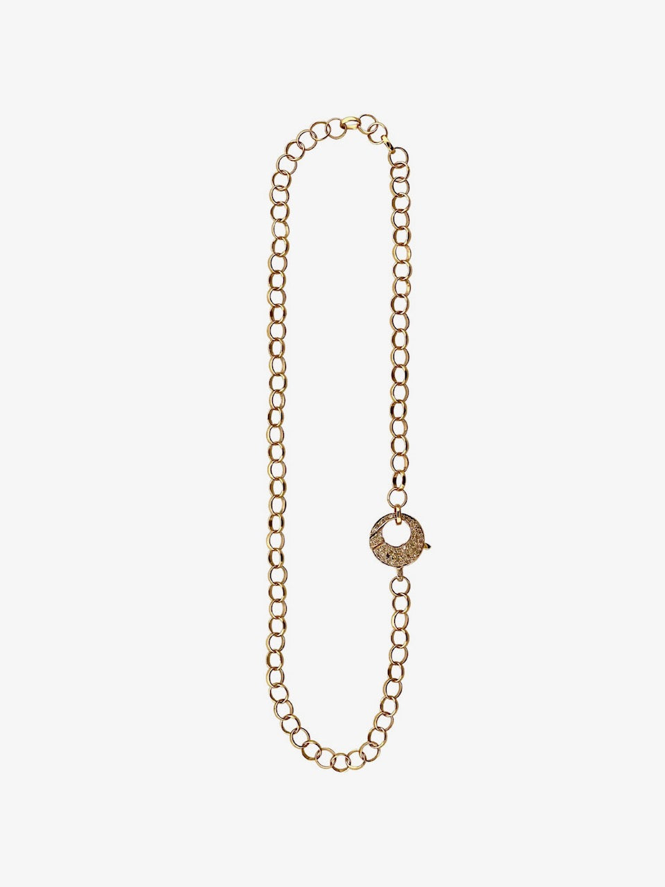 Small Link 22kt Gold over Brass Chain with Pave Diamond Clasp