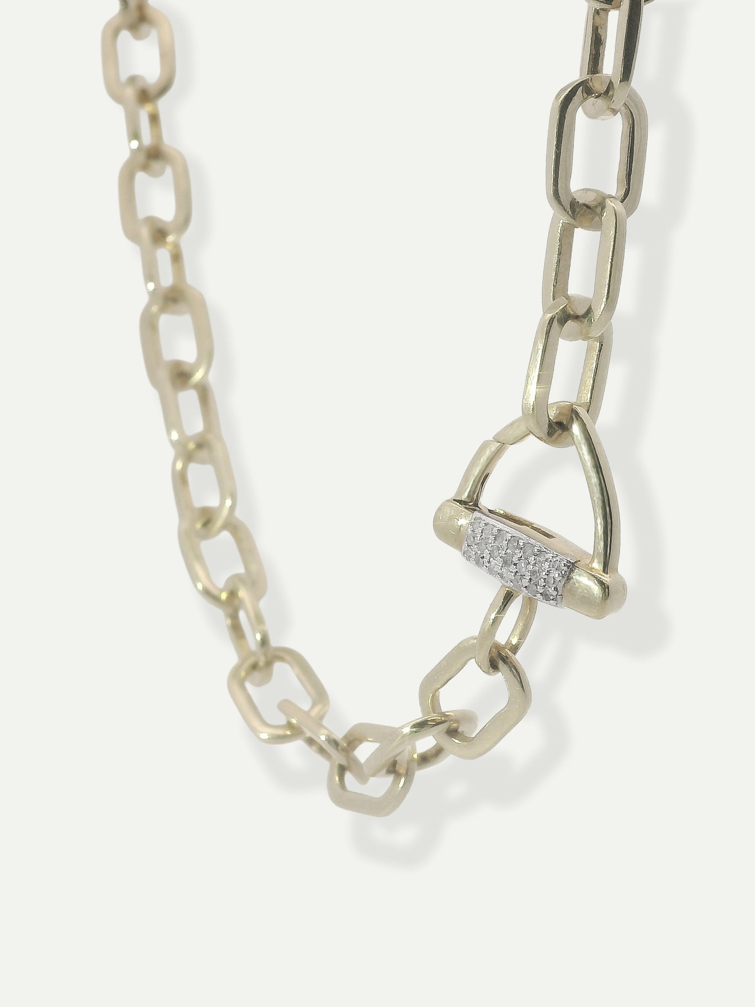Flat-Link Chain with Pave Diamond and Gold Triangle Bit Clasp