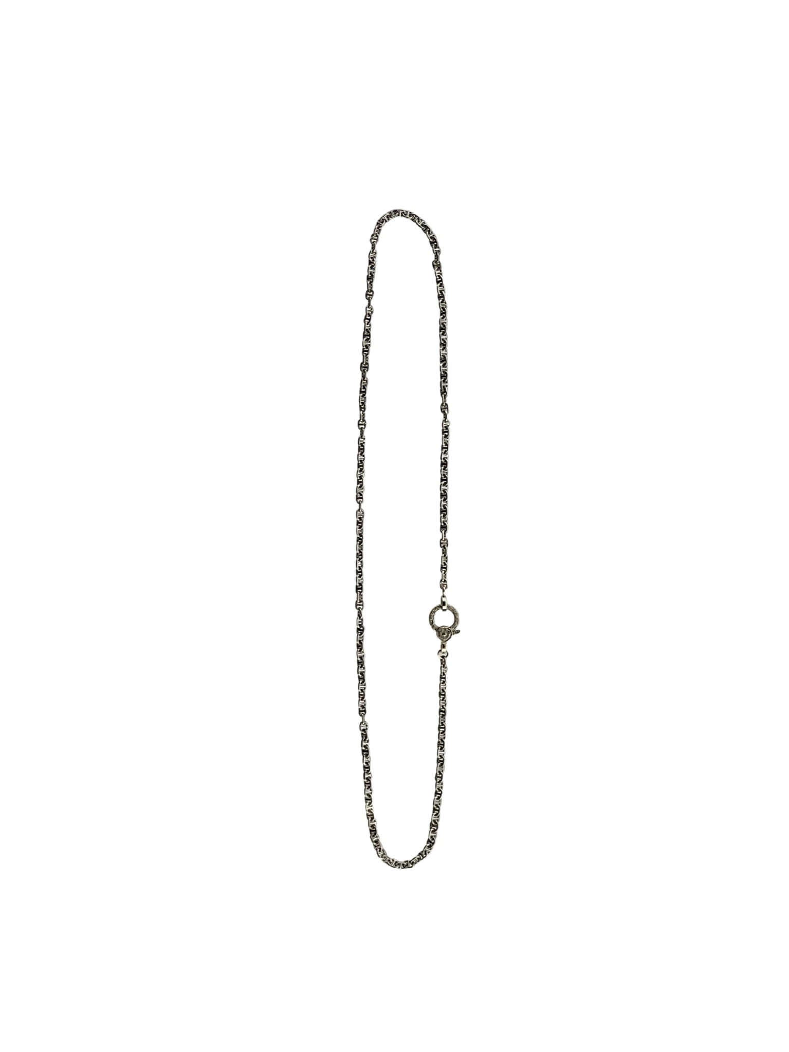 Mini Mariner Sterling Silver Chain with Pave Diamond Circle Clasp- 17"