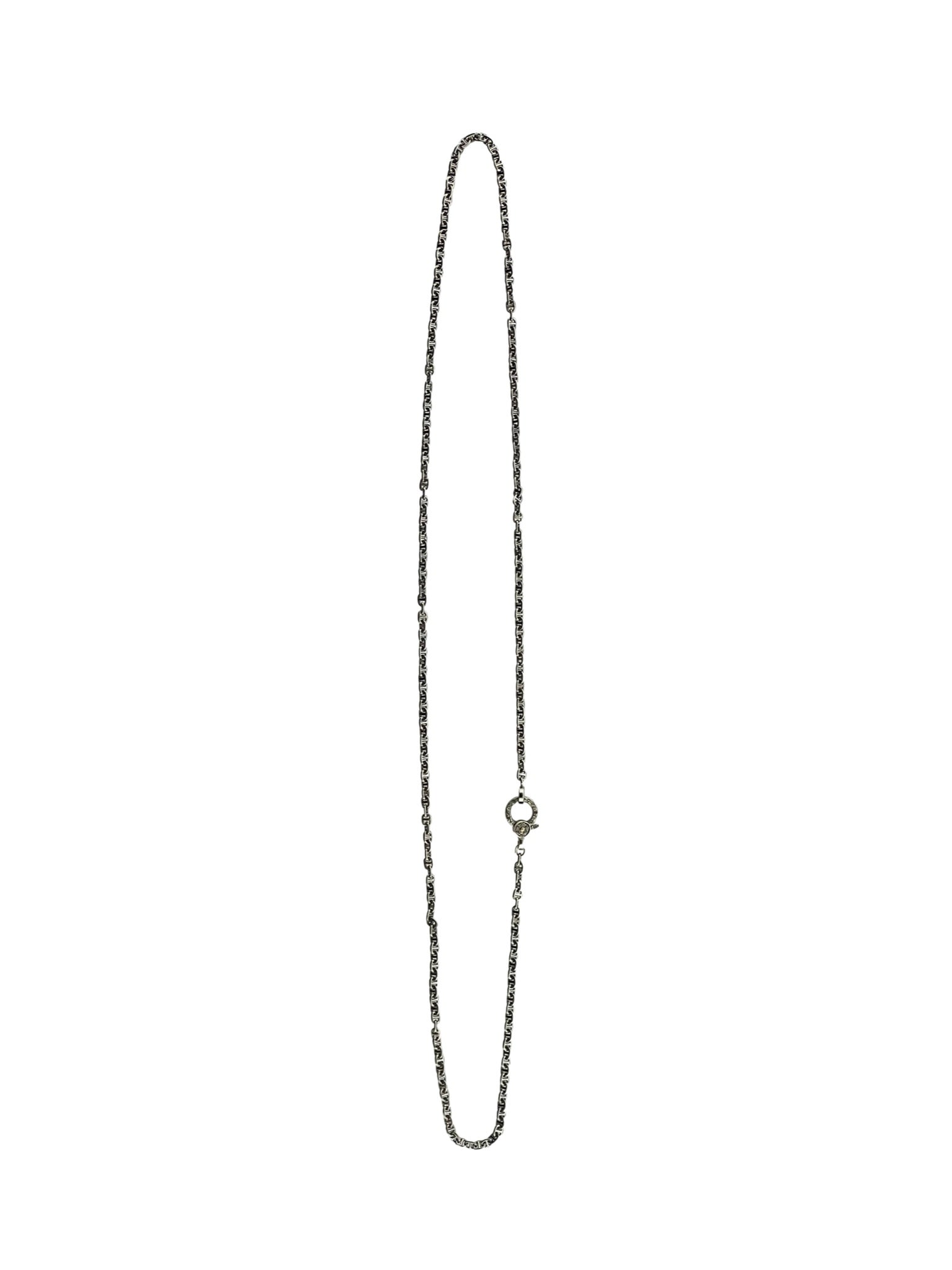 Mini Mariner Sterling Silver Chain with Pave Diamond Circle Clasp- 24"