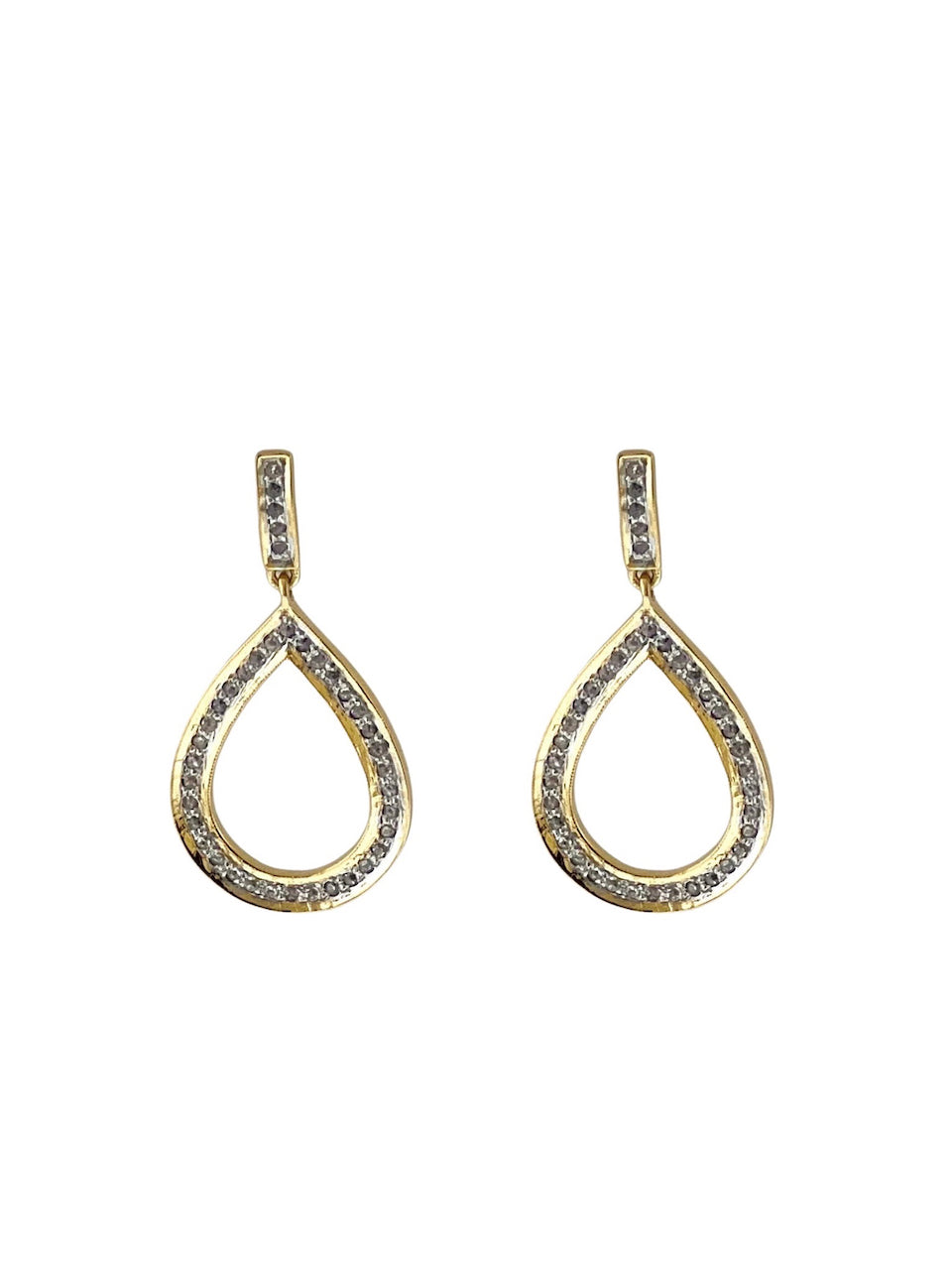 Pave Diamond Small Single Row Tears in 22kt Gold and Brass