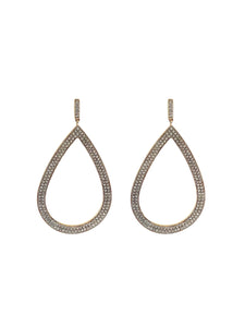 Pave Diamond Large Double Row Tears in 22kt Gold and Brass