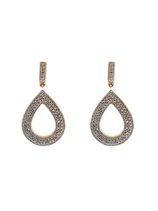 Pave Diamond Small Double Row Tears in 22kt Gold and Brass