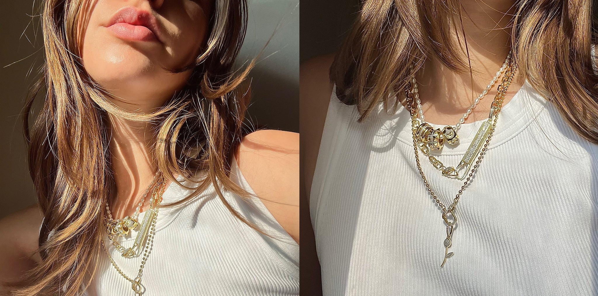 The Woods Fine JewelryBrass Chain Link Extender with Pavé Diamond Clasp The Woods Fine Jewelry main image 3