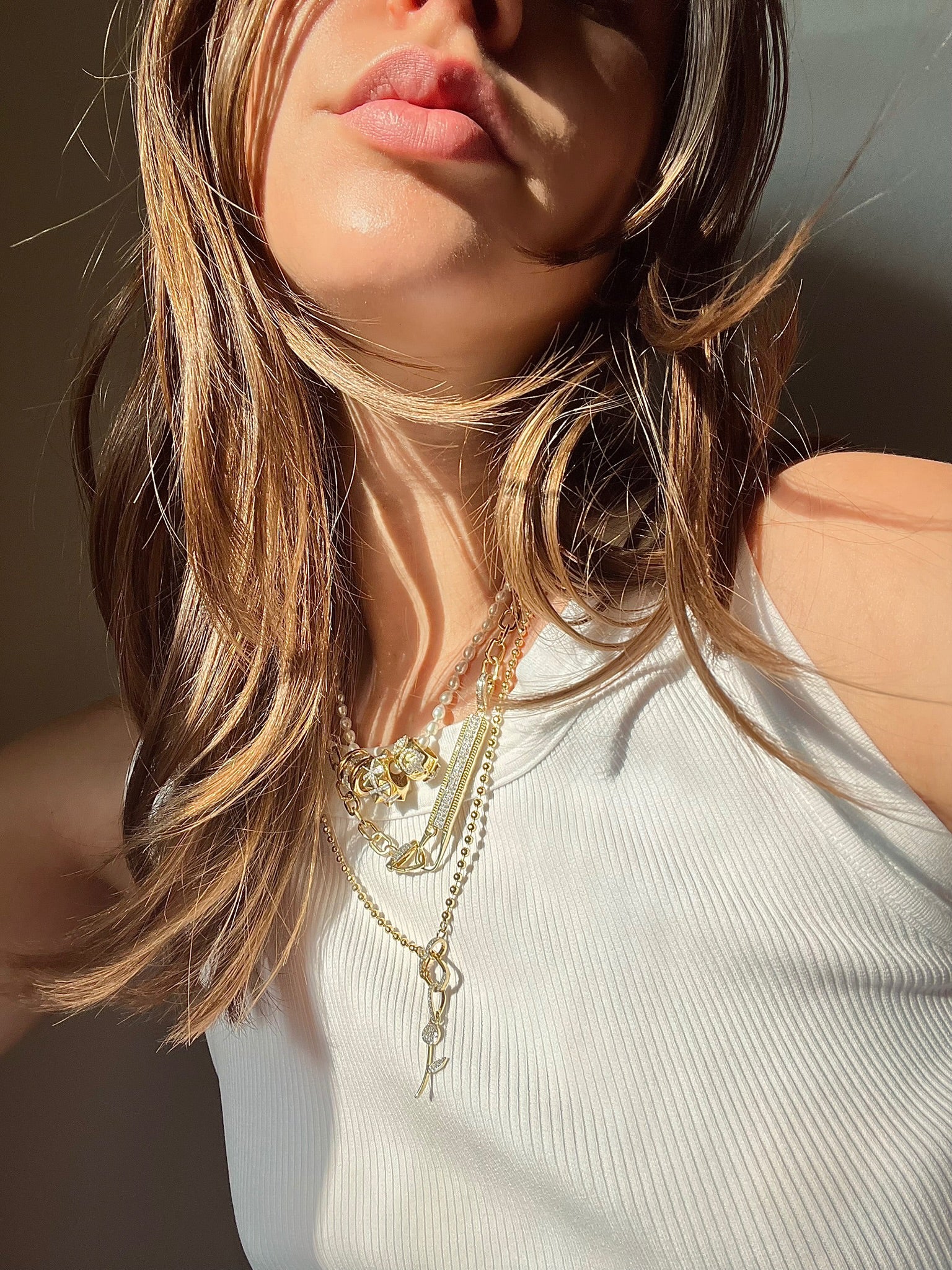 The Woods Fine JewelryBrass Chain Link Extender with Pavé Diamond Clasp The Woods Fine Jewelry main image 2