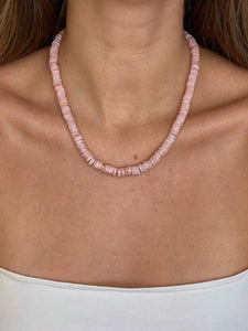 Pink Opal Heishi Beads with Pave Diamond Clasp