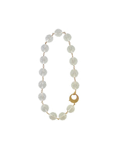 Clear Quartz with Pave Diamond 22kt Gold and Brass Clip
