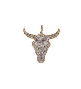 Pave Diamond Steerhead in 22kt Gold over Brass