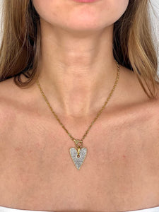 Pave Diamond Heart in 22kt Gold over Brass- medium