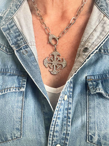 Pave Diamond Pendant set in Sterling Silver
