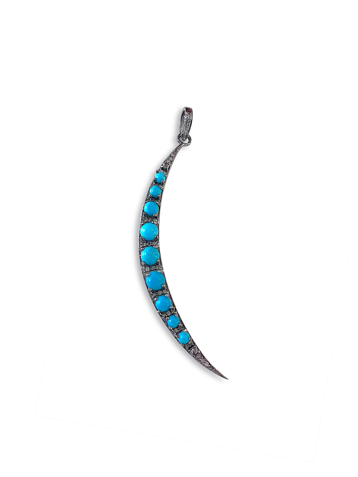 Pave Diamond and Turquoise Crescent