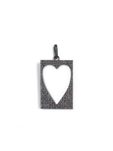 Cut Out Pave Diamond Heart in Sterling Silver