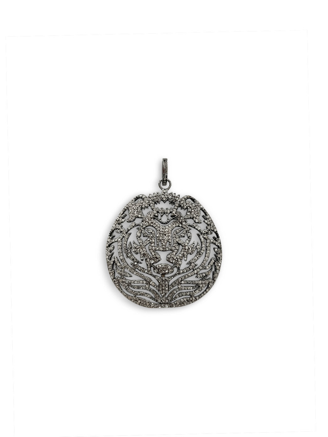 Pave Diamond Lion in Sterling Silver