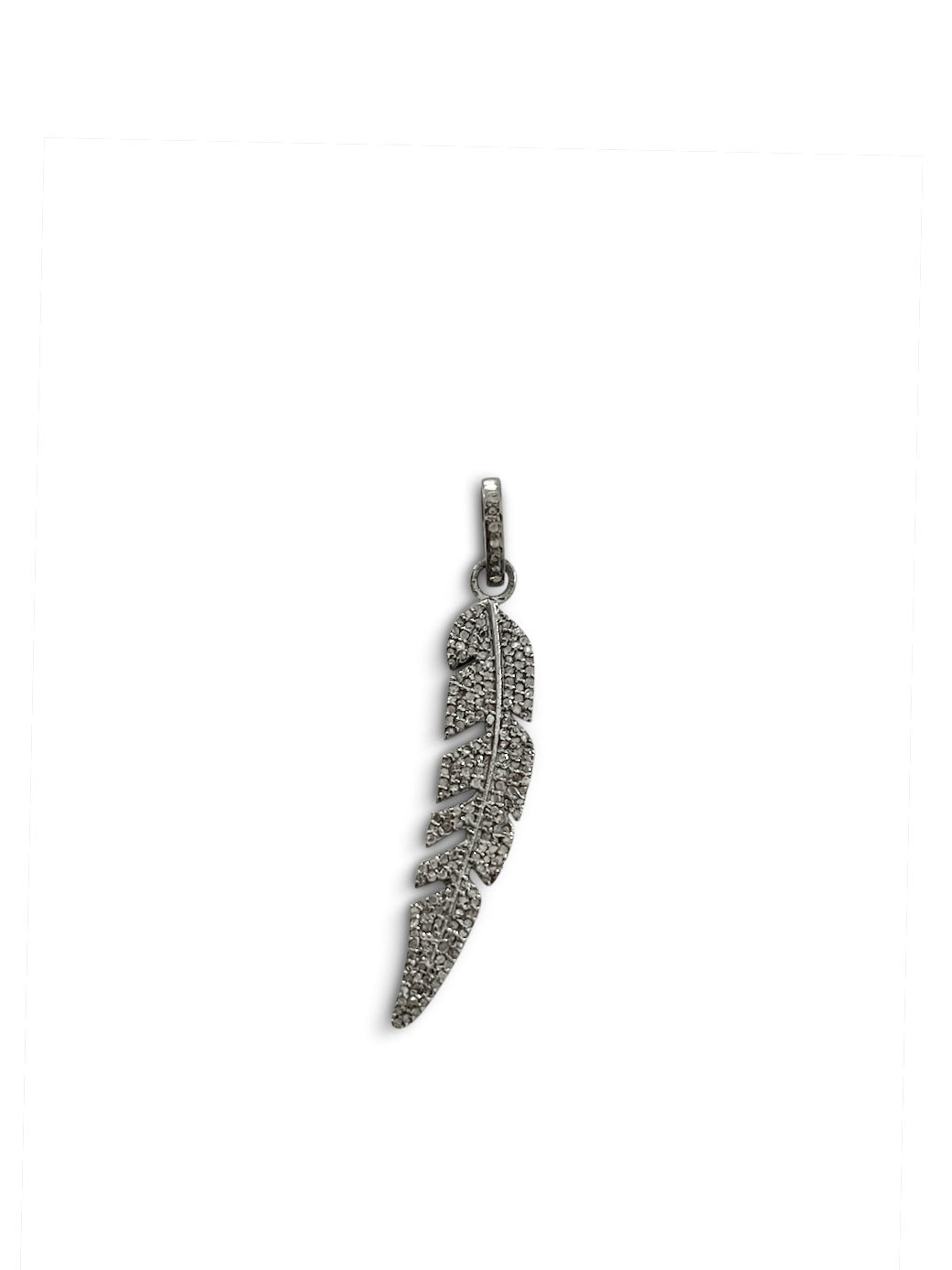 Pave Diamond Feather set in Sterling Silver