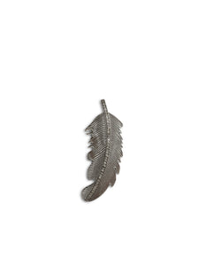 Sterling Silver Feather with Pave Diamond Center
