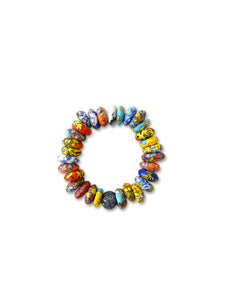 Multi Colored African Beads with Blue Treated Diamond Bead