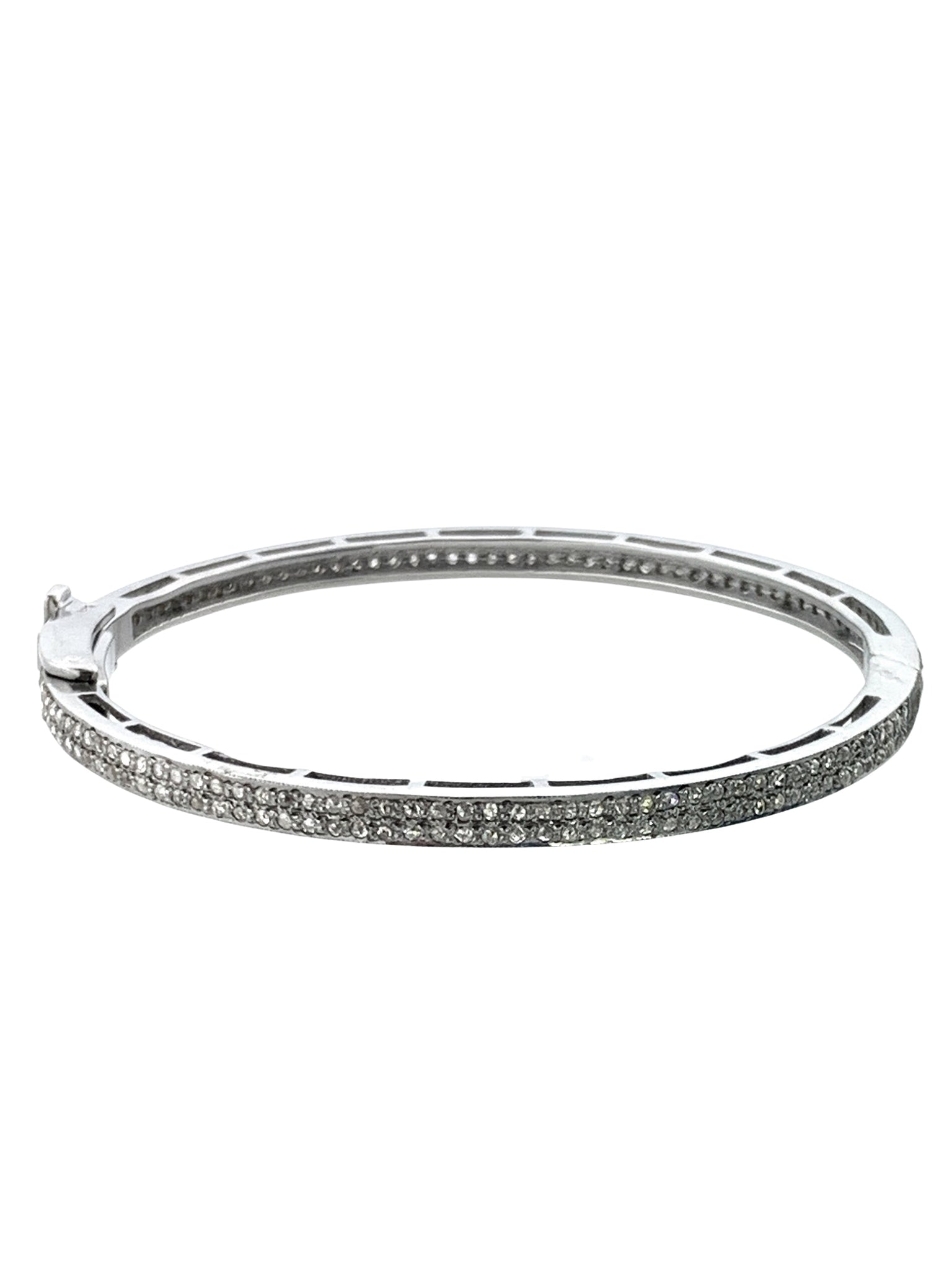 Pave Diamond Double Row Bangle set in Sterling Silver