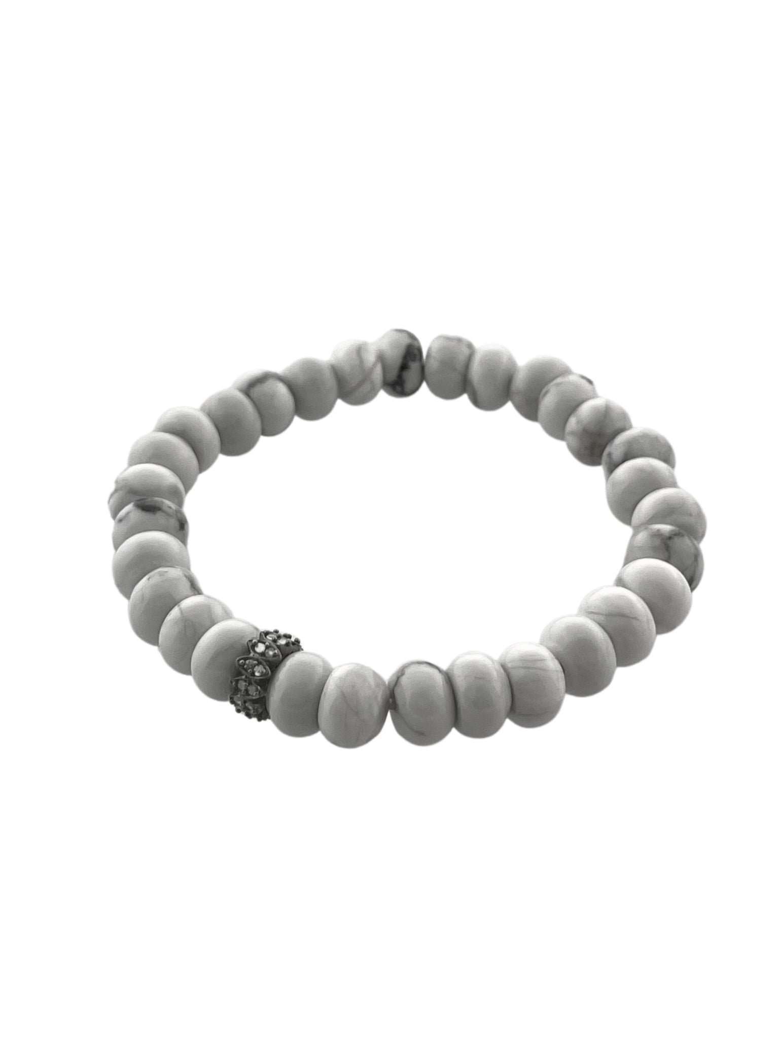 Howlite with Pave Diamond Rondelle