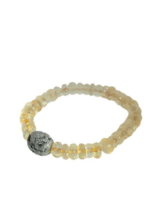 Faceted Citrine with Pave Diamond Bead