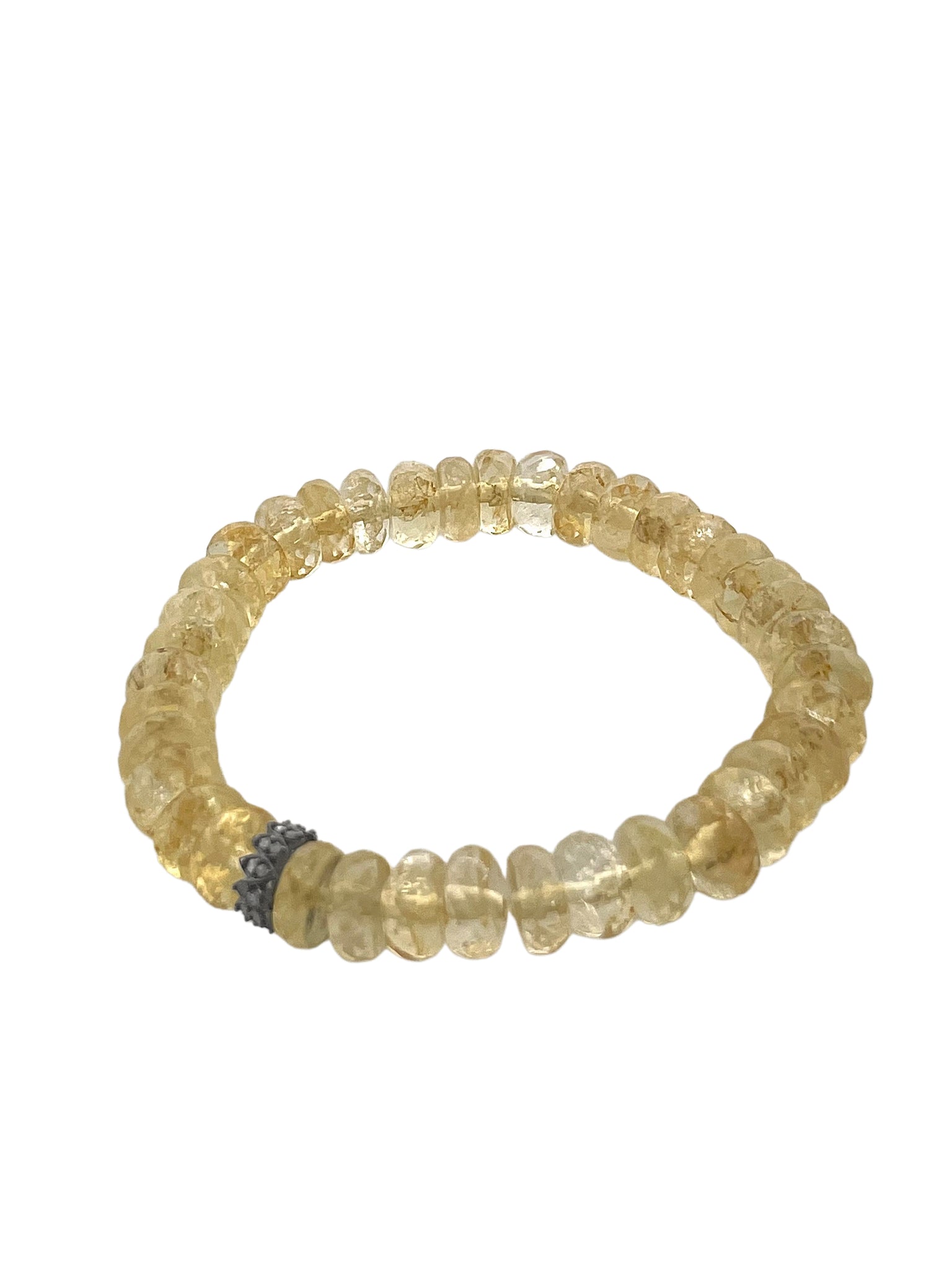Faceted Citrine with Pave Diamond Rondelle
