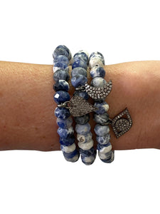 Sodalite 6mm Rondelles with Pave Diamond Moon