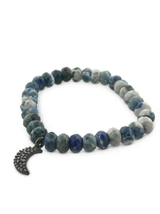 Sodalite 6mm Rondelles with Pave Diamond Moon