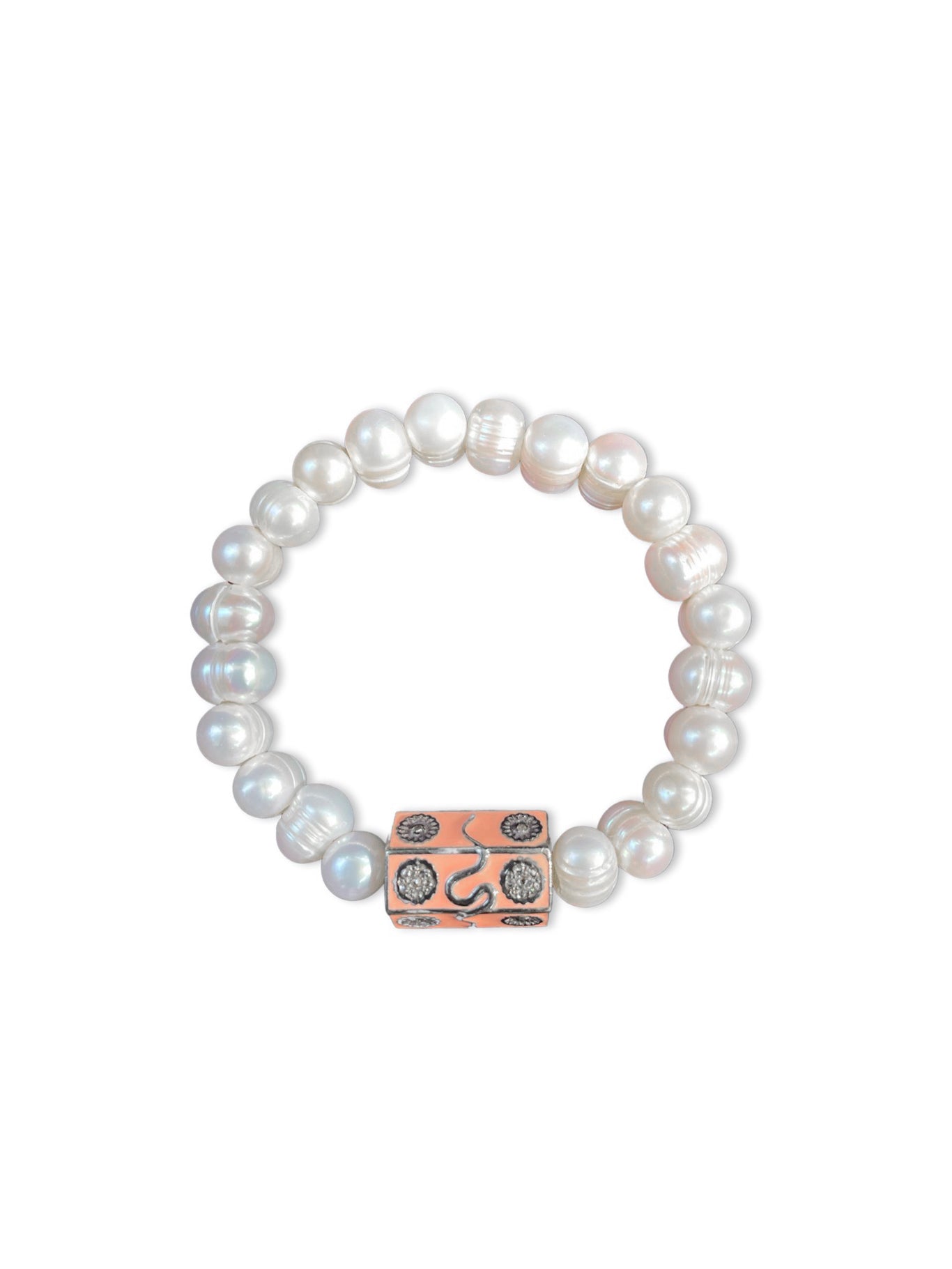 Freshwater Pearls with Pave Diamond Enamel Bead