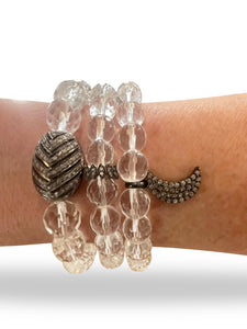 Clear Crystal Quartz with Pave Diamond Bead