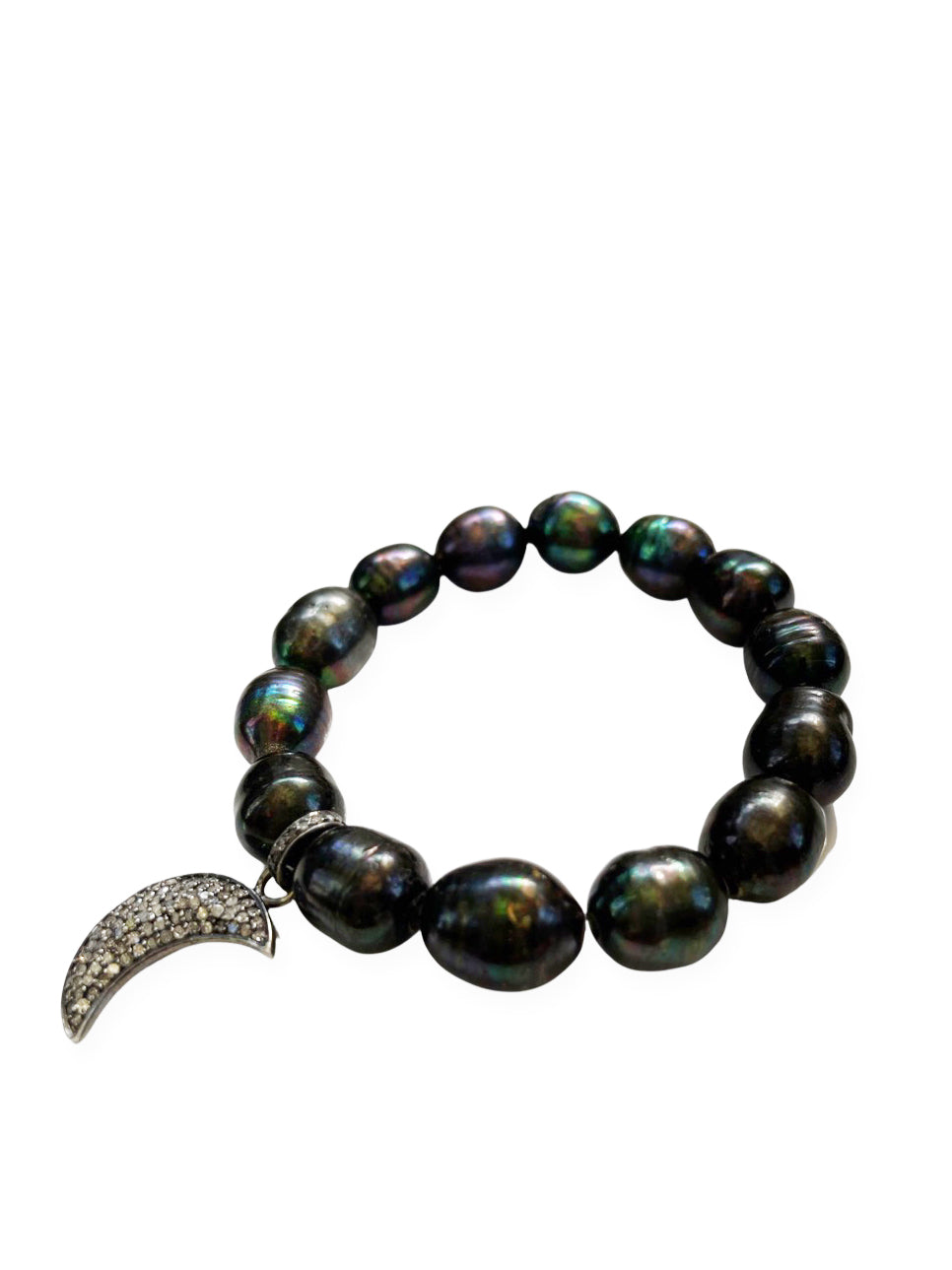 Freshwater Pearls with pave Diamond Moon