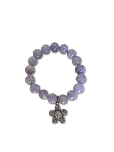 Lavender Jade with Pave Diamond Flower