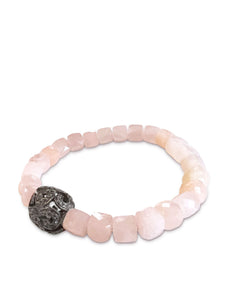 Peach Aventurine 8mm Cubes with Pave Diamond bead