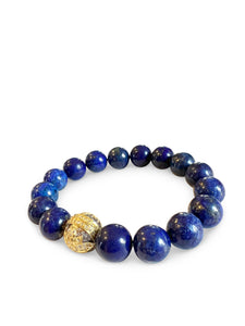 Lapis 10mm Beads with Pave Diamond mixed Metal Bead