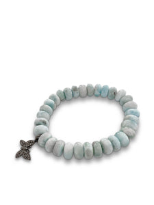 Larimar Rondelles with Pave Diamond Butterfly