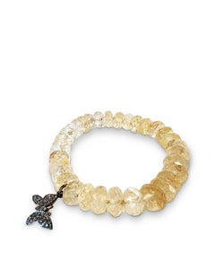 Faceted Citrine with Pave Diamond Butterfly