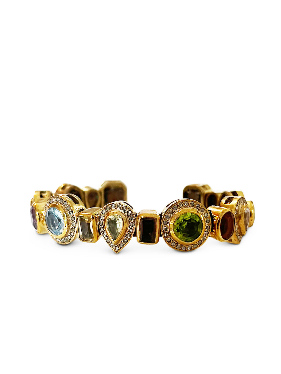 Multi Gemstone and Pave Diamond Cuff