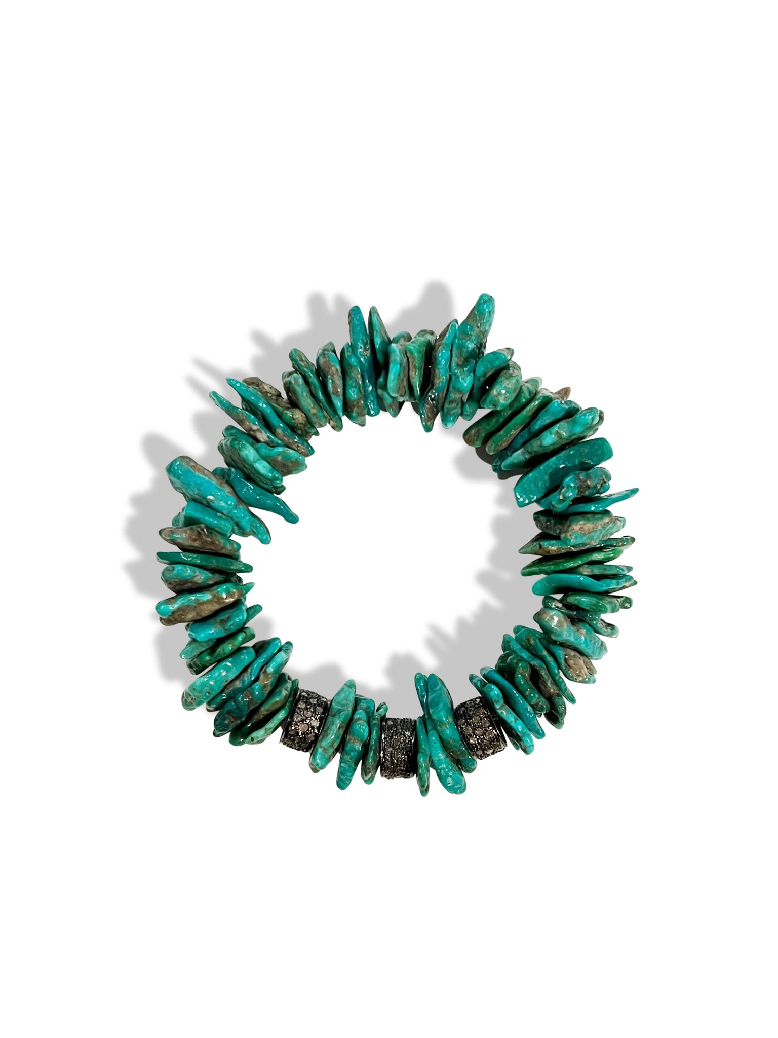 Turquoise with Three Pave Diamond Rondelles