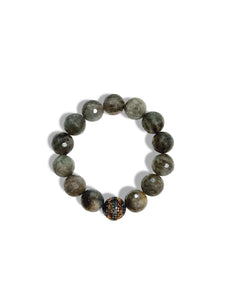 Faceted Labradorite 12mm with Pave Diamond Mixed Metal Ball