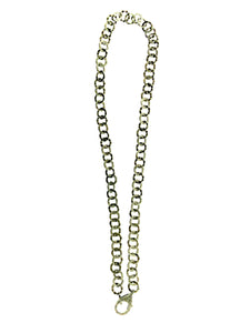 Sterling Silver Hammered Link Chain Pave Diamond Clip and Bale